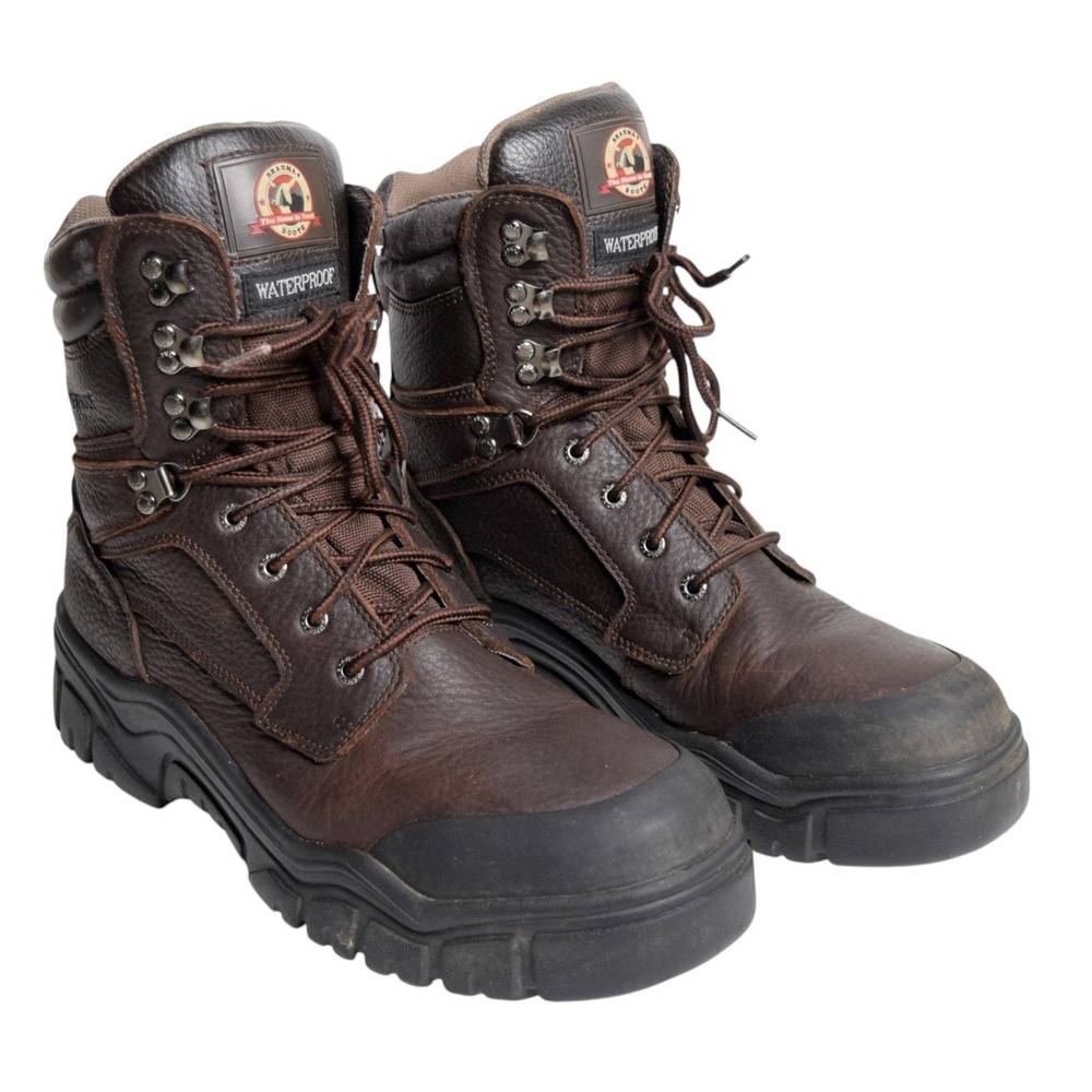 Brahma Husky Mens 12 Brown Leather Waterproof Steel Toe Work Safety Boots